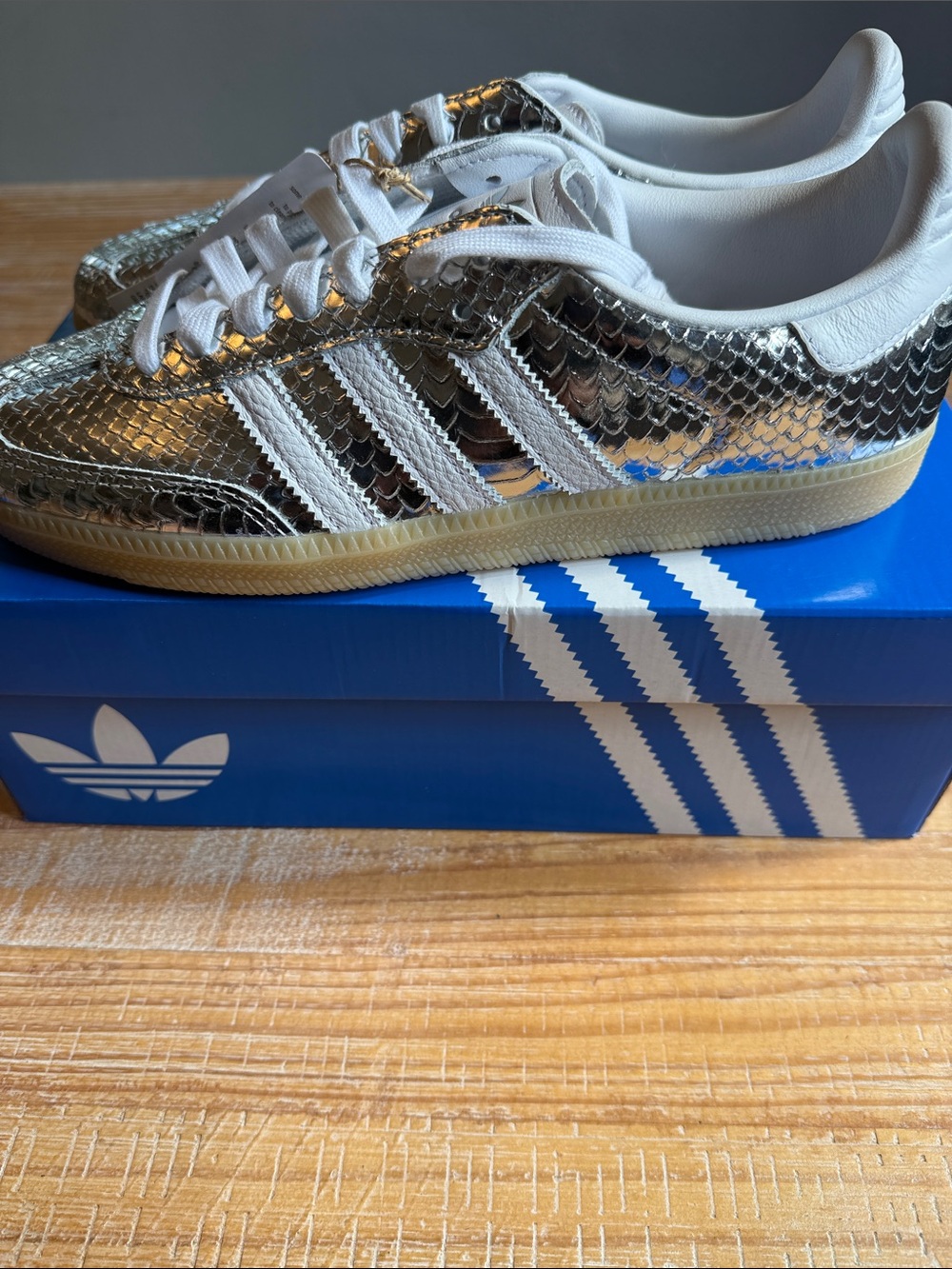 adidas Silver Snakeskin Samba Sneakers - Picture 3 of 7